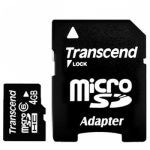Купити Transcend MicroSDHC 4GB + SD adapter (class 4)