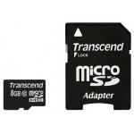 Купити Transcend MicroSDHC 8GB + SD adapter (class 10)