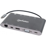 Купити Manhattan Type-C - Mini-DP/HDMI/VGA/USB3.0/Gigabit RJ45/3.5 мм Audio/Card reader (152808) 