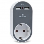 Купити Зарядний пристрій REAL-EL USB-устройств + розетка (CS-20) 