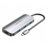 Купити Vention USB3.1 Type-C - HDMI/USB 3.0x3/PD 100W Hub 5-in-1 
