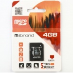 Купити Карта пам'яті Mibrand 4GB microSDHC class 6 + SD adapter (MICDC6/4GB-A)
