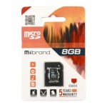 Купити Карта пам'яті Mibrand 8GB MicroSDHC 8GB Class 6 + SD adapter (MICDC6/8GB-A)