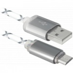 Купити Дата кабель USB08-03LT USB - Micro USB, GrayLED backlight, 1m Defender (87554) 