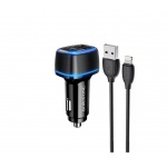 Купити Автомобільний зарядний пристрій BOROFONE BZ14A USB+USB-C 20W + Type-C to Lightning cable Black